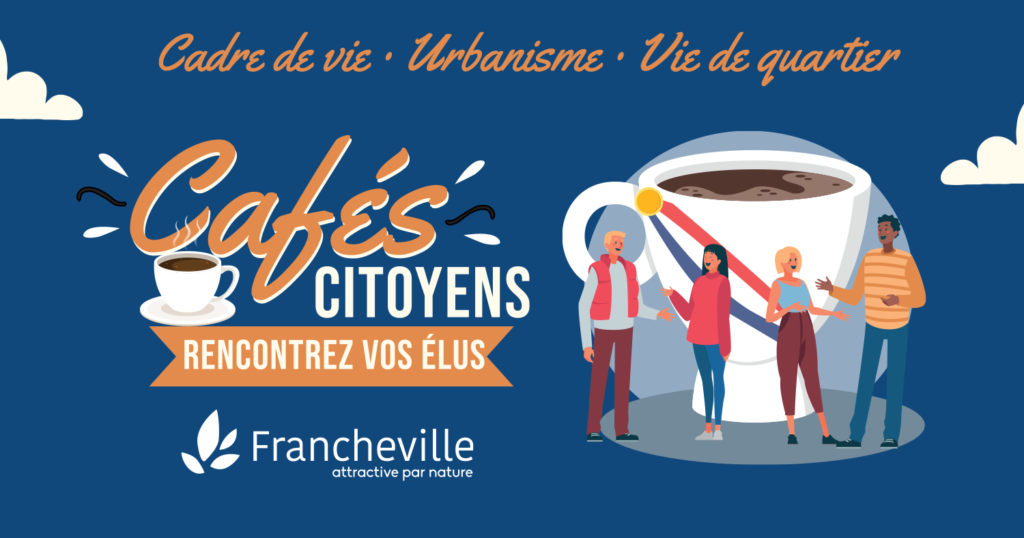 Jeudi 8 juin prochain, à 8h30, Michel Rantonnet, maire, et son équipe municipale, vous proposent de participer à la troisième édition des "Cafés citoyens" qui se déroulera dans la salle du conseil, à l'hôtel de ville - 1 Rue du Robert à Francheville-le-Haut !