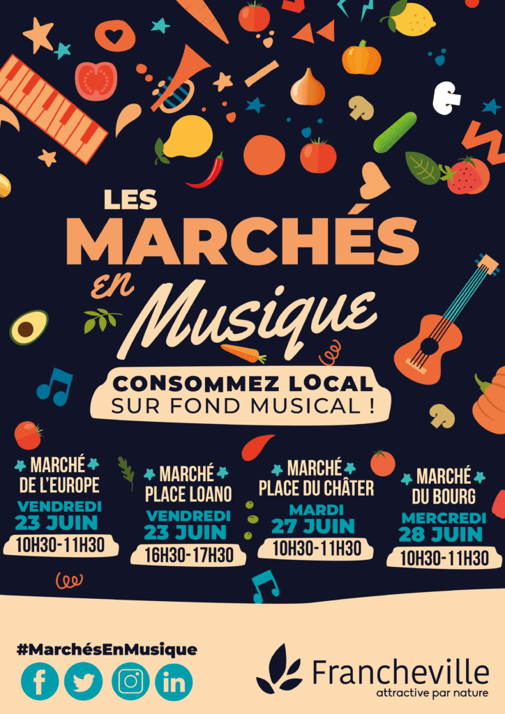 La ville de Francheville vous propose un évènement alliant nécessité et plaisir : les marchés en musique.
